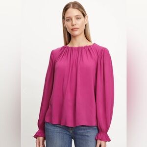 Velvet by Graham & Spencer Magenta Long-Sleeve Peasant Blouse